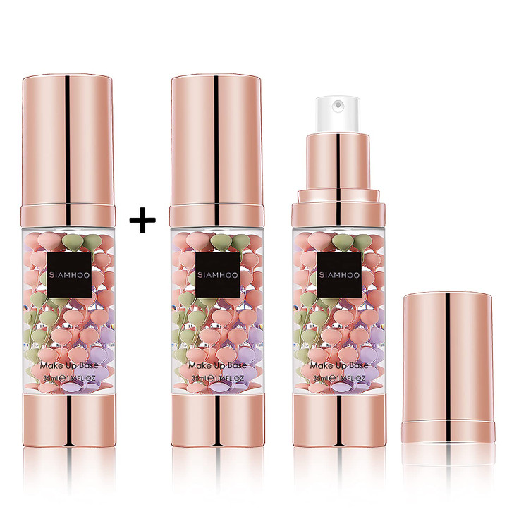 SIAMHOO One Step Face Primer Makeup Tricolor Tinted Moisturizer Skin Tone Correcting and Brightening Primer for Glowing