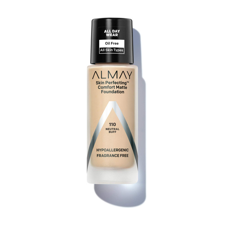 Almay Skin Perfecting Comfort Matte Foundation Hypoallergenic Cruelty Free Fragrance Free Dermatologist Tested Liquid Ma