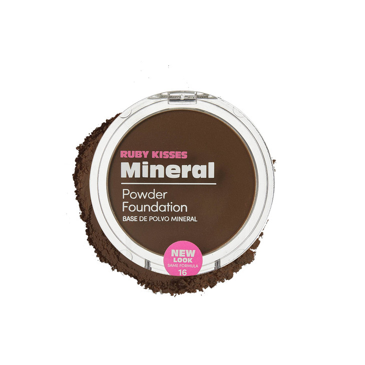Ruby Kisses Mineral Pressed Powder Foundation Medium to Full Coverage Natural Finish 035 Ounce Ebony