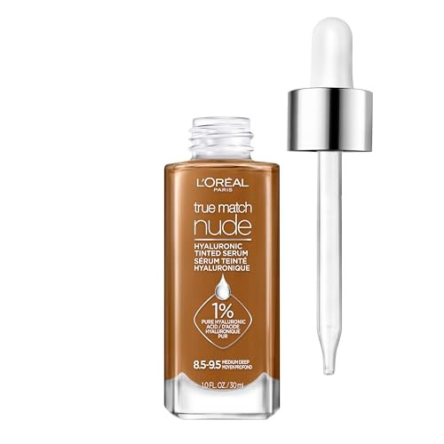 LOreal Paris True Match Nude Hyaluronic Tinted Serum Foundation with 1 Hyaluronic acid Medium Deep 8595 1 fl oz