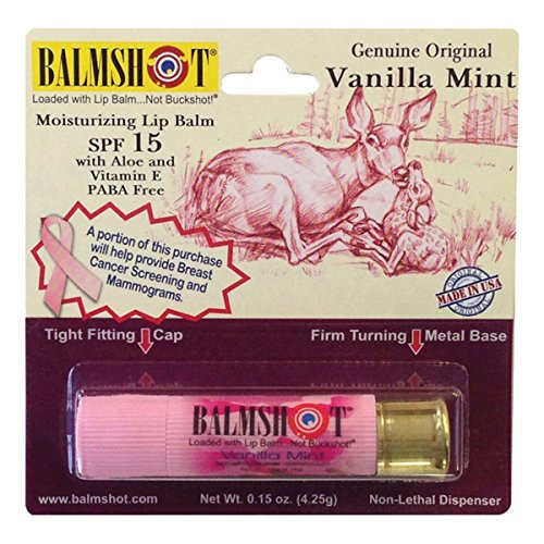 Balmshot Lip Balm Pink Camo Vanilla Mint Flavor SPF 15 with Aloe and Vitamin E PABA Free