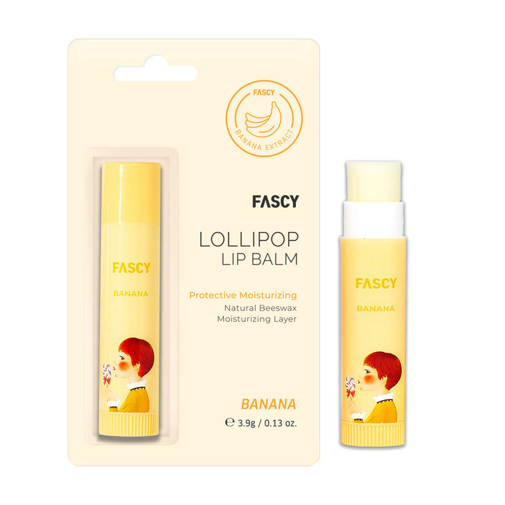 FASCY Lollipop Lip Balm Banana Lip Balms Moisturizers Korean Lip Balm Korean Lip Korean Lip Products Paraben Free Moistu