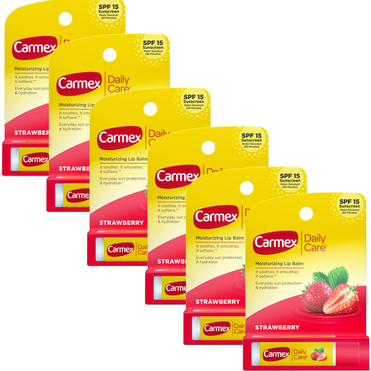 Carmex ClickStick Moisturizing Lip Balm SPF 15 Strawberry 015 oz Pack of 6
