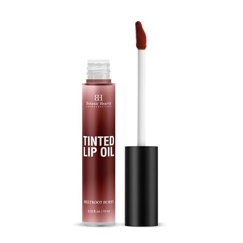 Botanic Hearth Tinted Lip Oil Moisturizing Lip Gloss Oil For Dry Lips Deep Red Gloss Lightweight Non Greasy 03Fl Oz