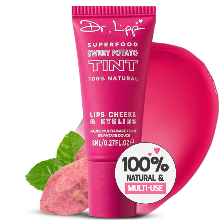 Dr Lipp Superfood Lip Tint Sweet Potato 8ml 4inONE Ultra Moisturising Tinted Lip Balm Lip Gloss Cheek Blush Glossy Eyesh