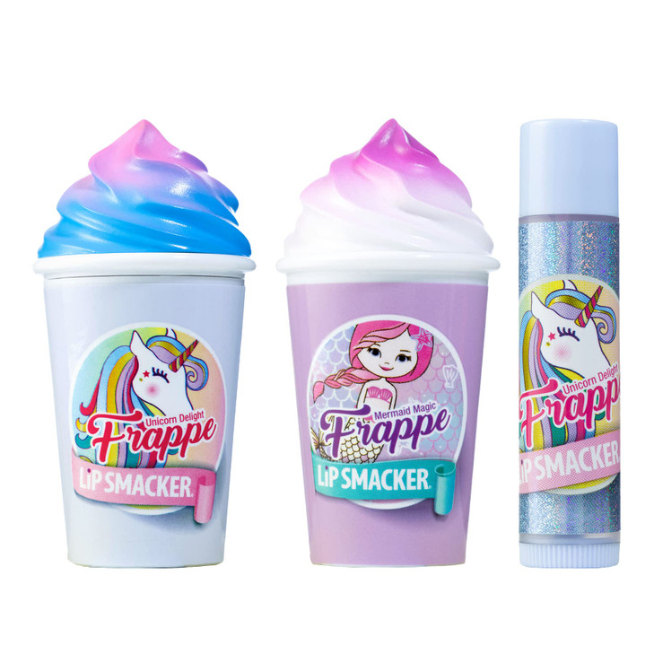 Lip Smacker Magical Frappe Collection 3 Pack Beverage Lip Balm Moisturizing Soothing Unicorn Mermaid DelightMagic