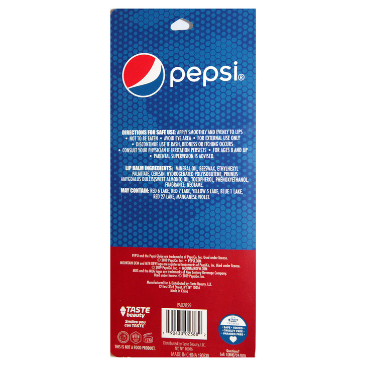 Taste Beauty 1 Party Pack Pepsi 8pc Soda Flavored Lip Balm Sticks Flavors Cherry Vanilla Mountain Dew Mug Root Beer Wild