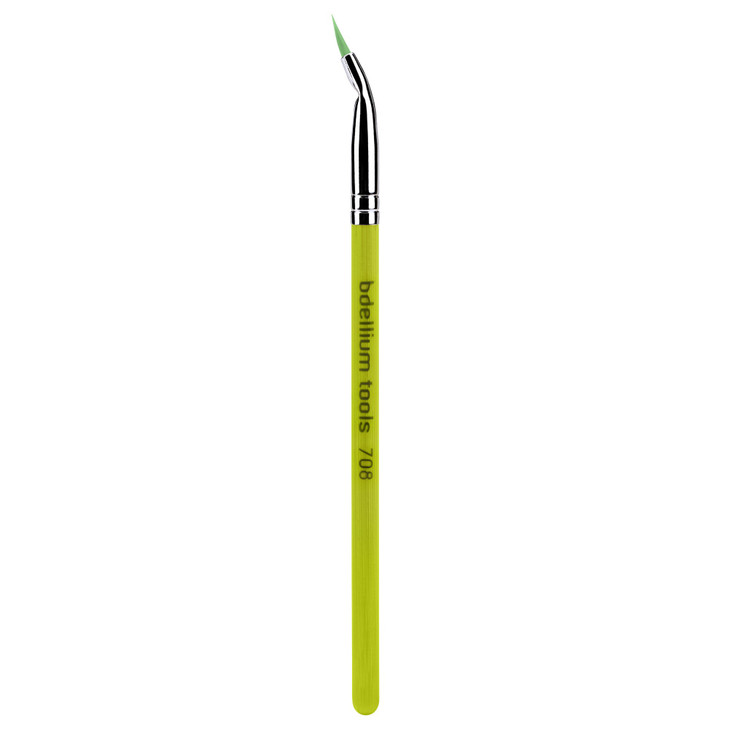 Bdellium Tools Professional Makeup Brush - Green Bambu Series 708 Bent Eyeliner - With Soft Synthetic Fibers, For Smooth Application (Green, 1pc)