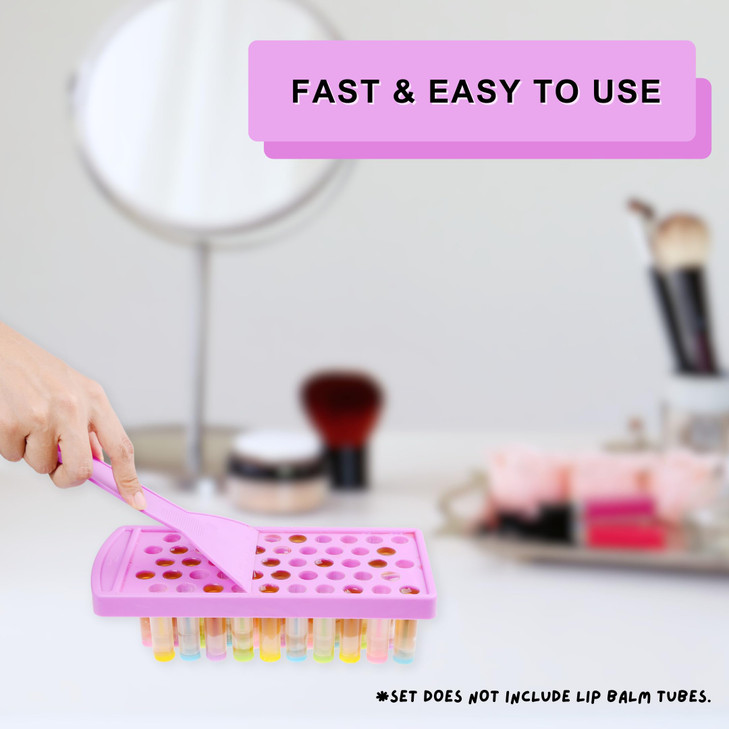 Lip Balm Filling Tray and Spatula Set For 15mm Lip Balm Tubes ONLY Instantly Fills 50 Standard 316 oz 55ML with 15mm wid