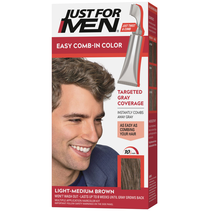 Just For Men Easy Comb-In Color Mens Hair Dye, Easy No Mix Application with Comb Applicator - Light-Medium Brown, A-30, Pack of 1 online at globaldelivered