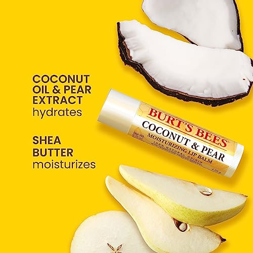 Burts Bees Lip Balm Beeswax Strawberry Coconut and Pear and Vanilla Bean Pack With Responsibly Sourced Beeswax TintFree