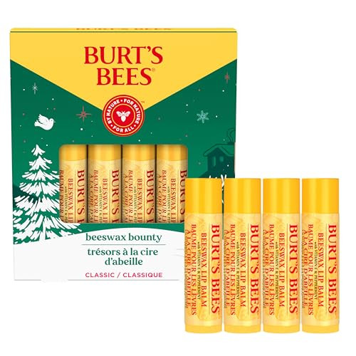 Burts Bees Christmas Gifts 4 Lip Balm Stocking Stuffers Products Beeswax Bounty Classic Set Original Beeswax Moisturizin