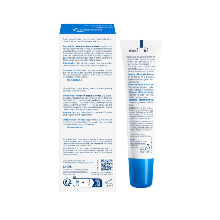 Bioderma Atoderm Lip Balm Moisturizing and Nourishing Lip Balm for Dry Chapped Lips