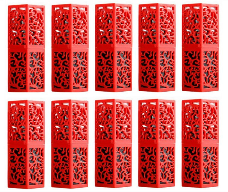 CTKcom Empty Lip Balm Tubes Red Plastic Hollowout Gloss Container for DIY Homemade Lipstick Storage Square 10 Pack