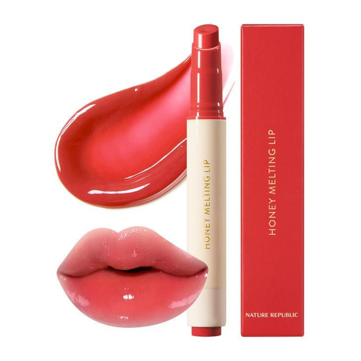 Nature Republic HONEY MELTING LIP 04 POMEGRANATE SOFT LIP STICK Hydrating Gloss Moisturizing balms Sheer tint Shine Glow