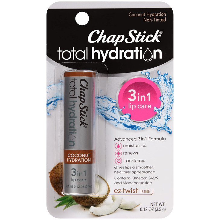 ChapStick Total Hydration Coconut Lip Balm Tube Hydrating Coconut ChapStick for Lip Care 012 Oz