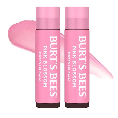 Burts Bees Tinted Lip Balm Pink Blossom 8 Hour Moisture Provides a Hint of Color Nourishing Shea Butter 100 Natural Orig