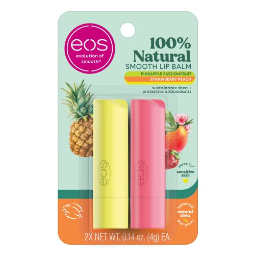 eos 100 Natural Lip Balm Strawberry Peach and Pineapple Passionfruit Dermatologist Recommended AllDay Moisture 014 oz 2