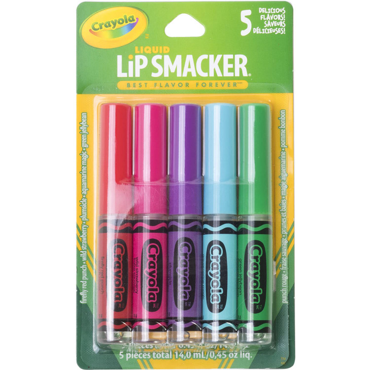 Lip Smacker Crayola Liquid Lip Gloss 5 Party Pack 045 Fl Oz Firefly Red Punch Wild Strawberry Plumsicle Aquamarine Magic