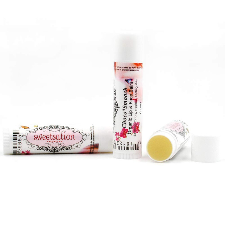 Sweetsation Therapy ChocoSmooch Organic Baby Kids Lip Face Balm for Dry Cracked Irritated Skin with Argan Calendula Avoc