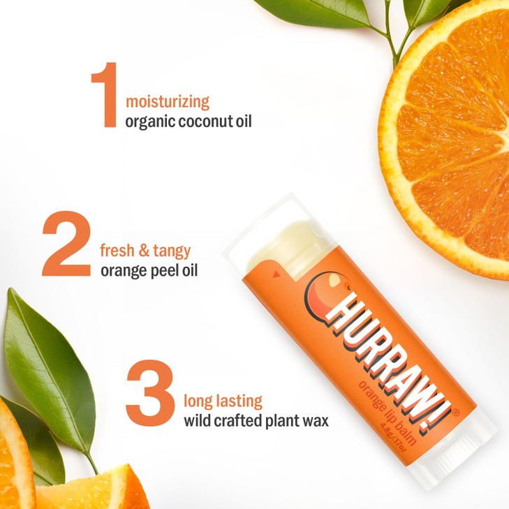 Hurraw Orange Lip Balm 2 Pack Organic Certified Vegan Cruelty and Gluten Free NonGMO 100 Natural Ingredients Bee Shea So