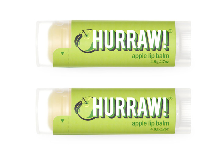 Hurraw Apple Lip Balm 2 Pack Organic Certified Vegan Cruelty and Gluten Free NonGMO 100 Natural Ingredients Bee Shea Soy