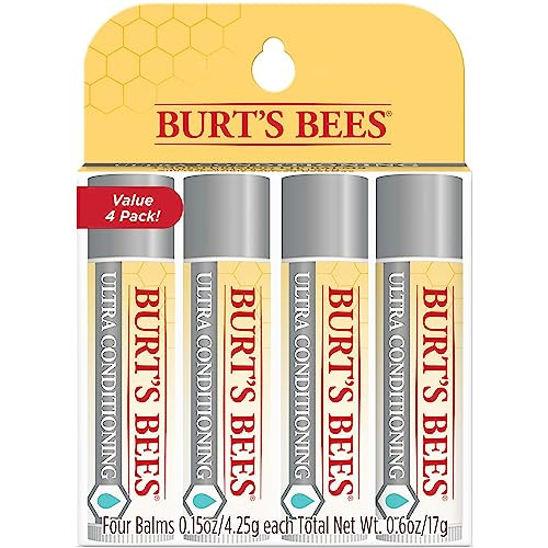 Burts Bees Lip Balm Moisturizing Lip Care 100 Natural Origin Ultra Conditioning with Shea Cocoa Kokum Butter 4 Pack