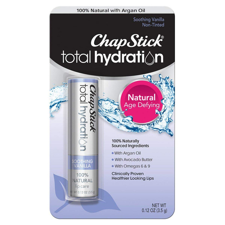 ChapStick Total Hydration Soothing Vanilla Moisturizing Lip Balm Tube Lip Care with Argan Oil 012 Oz