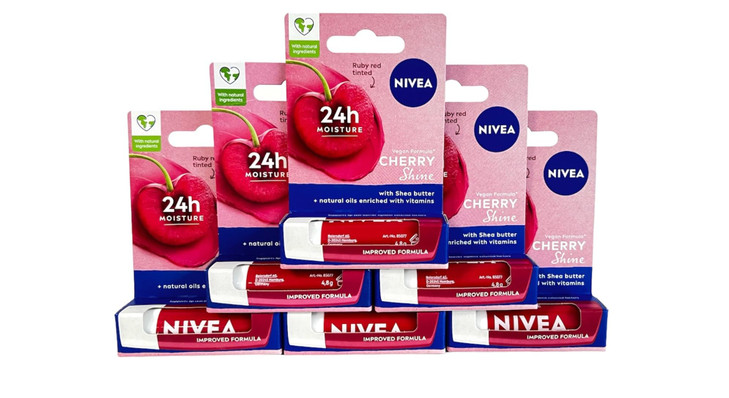 Nivea A Kiss of Cherry Flavored Tinted Lip Care SPF 10 017Oz Lip Balm Pack of 6