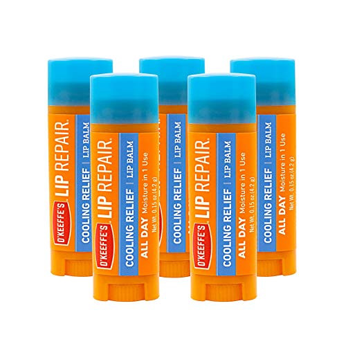 OKeeffes Cooling Relief Lip Repair Lip Balm for Dry Cracked Lips Stick Pack of 5