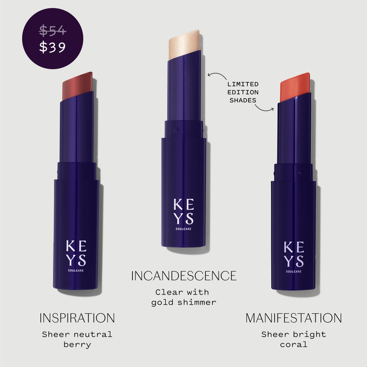 Keys Soulcare Soulful Kiss Tinted Lip Balm Set with Avocado Oil Moisturizes Softens Sheer Color Silky Formula CrueltyFre