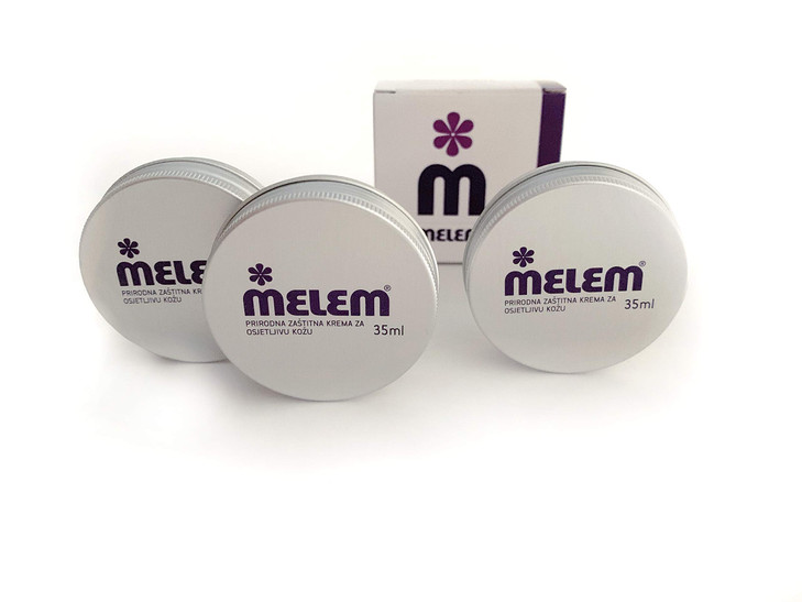 Melem Skin and Lip Balm with Lanolin Moisturizes Dry Flaky and Cracked Skin 3 Large Tins each 12 oz