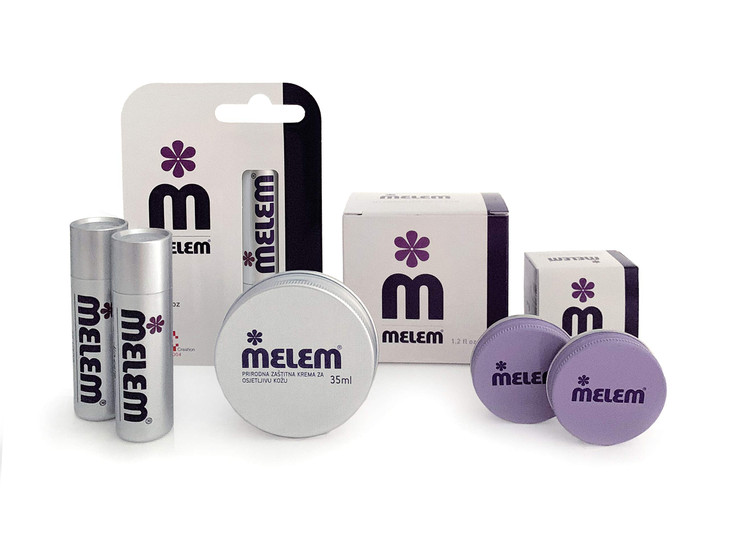 Melem Skin and Lip Balm with Lanolin Combo Pack Two Mini Tins each 34 oz One Large Tin 12 oz and Two Sticks each 16 oz
