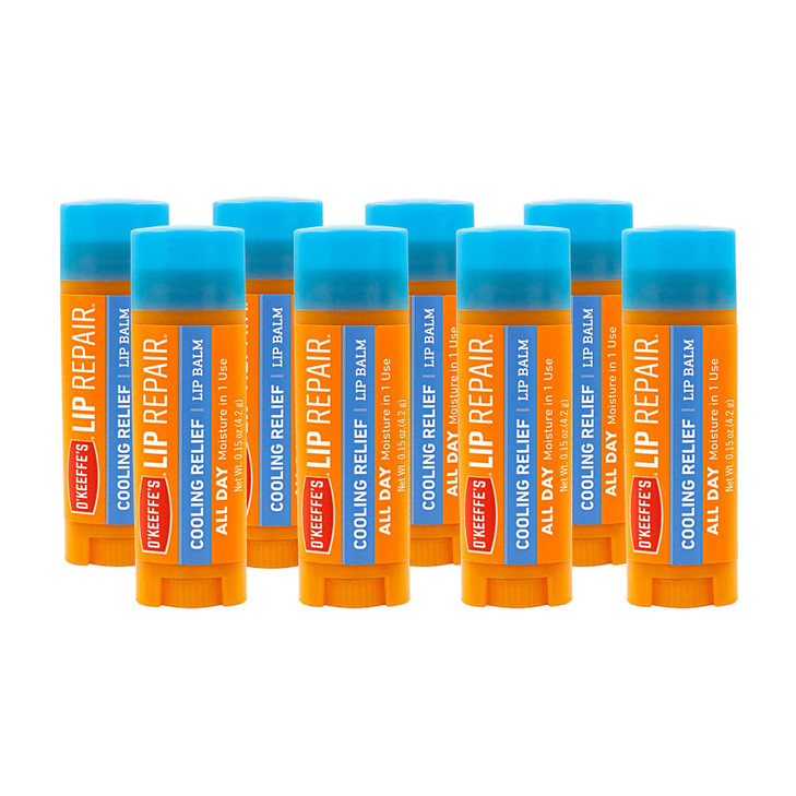 OKeeffes Cooling Relief Lip Repair Lip Balm for Dry Cracked Lips Stick Pack of 8