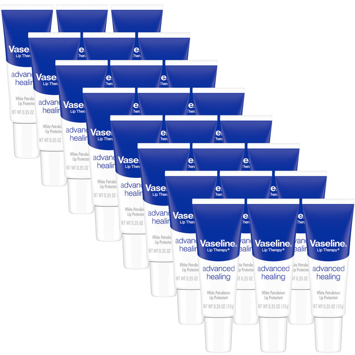 Vaseline Lip Therapy Advanced Healing Lip Balm Tube 24Pack White Petroleum Protectant Moisturizer for Dry Lips 035 Oz Ea