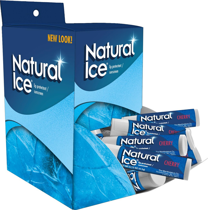 Mentholatum Natural Ice Cherry Flavor Medicated Lip Balm Hydrating Lip Care for Dry Chapped Lips Moisturizing Formula wi