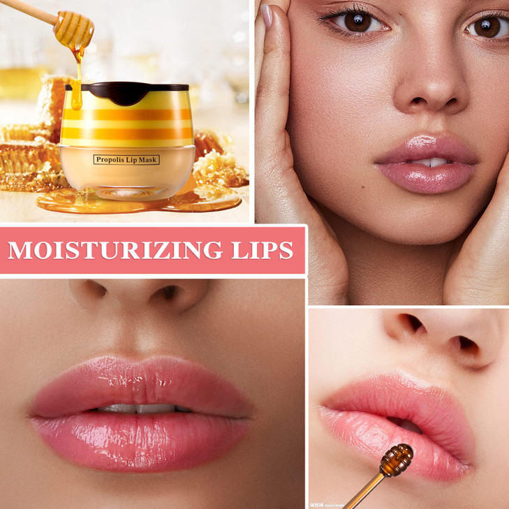 Lip Balm Honey PotHoney Lip BalmHydrating Prevention Dry and Cracked Sleeping Lip Mask Lip Scrubs Exfoliator Moisturizer
