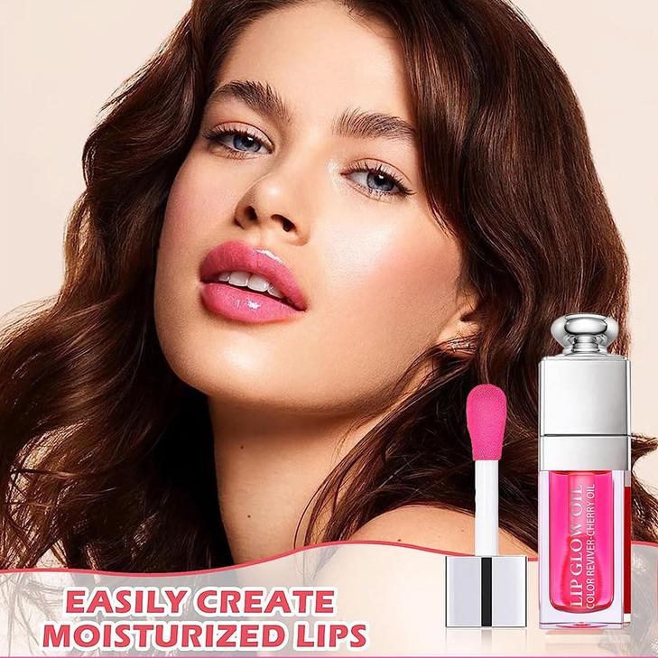 GECOMO Hydrating Lip Glow Oil Moisturizing Lip Glow Oil Nourishing Glossy Transparent Lip Oil Plumping Lip Oil Lip Balm