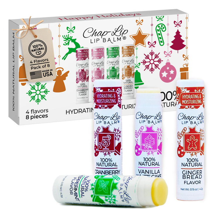 ChapLip Lip Balm 100 Natural Lip Balm Set Beeswax Natural Christmas Gifts for Her Ideal Gift for Women Lip Moisturizer f