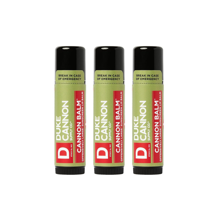 Duke Cannon Balm Tactical Lip Balm 3Pack with SPF 15 056oz Premium Lip Protector with Organic Ingredients Fresh Mint Fla