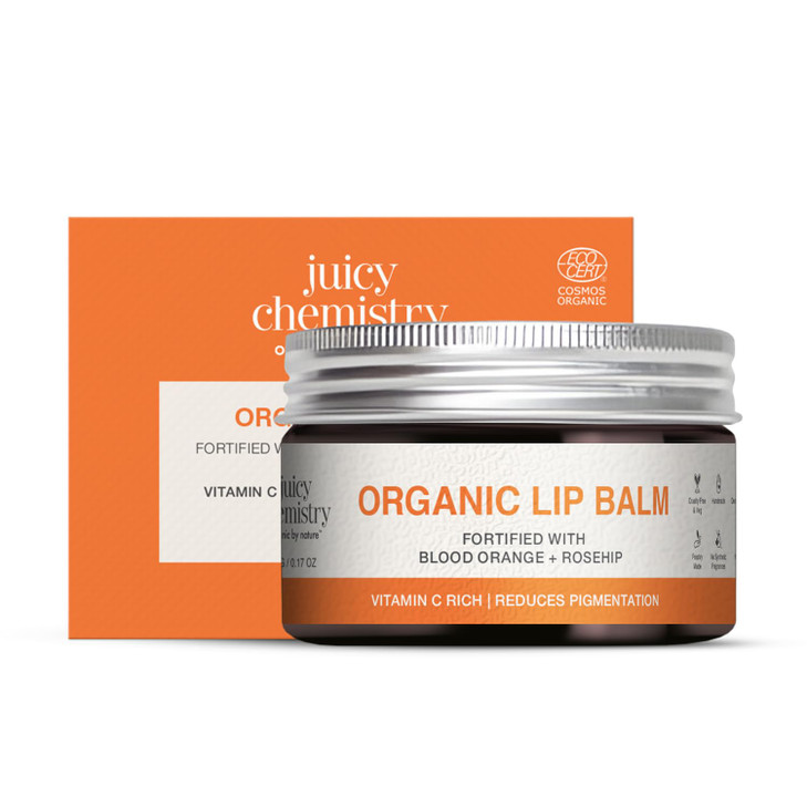 Juicy Chemistry Blood Orange Rosehip Organic Lip Balm For PiGmented Chapped Lips 5 Gm