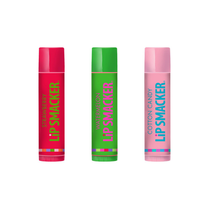 Lip Smackers Flavored Lip Balm Original Best Moisturizing Soothing Trio Strawberry Watermelon Cotton Candy