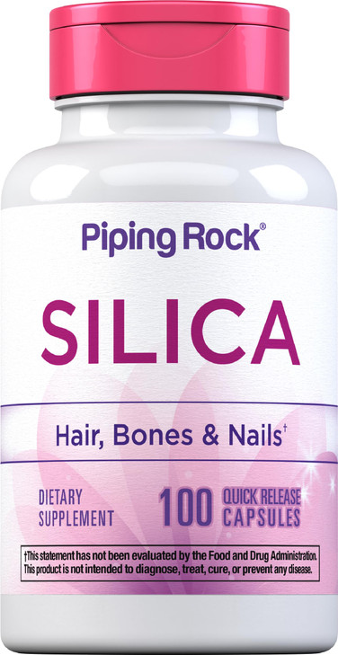 Piping Rock Silica Supplement 500mg | 100 Capsules | Horsetail Extract | Vitamins for Hair, Bones & Nails | Gluten Free, Non-GMO