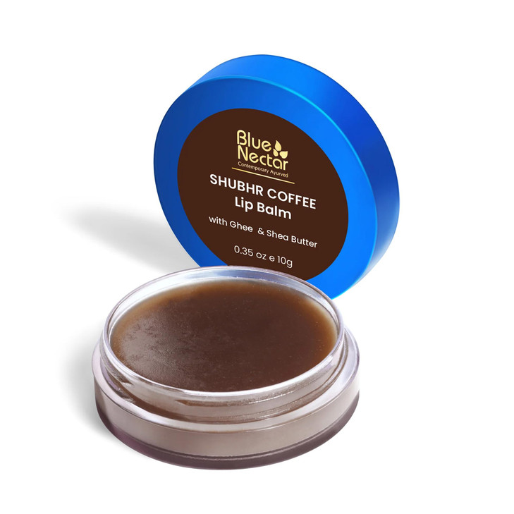 Blue Nectar Natural Hydrating Coffee Lip Balm with Organic Ghee for Dry Cracked Lips Ayurvedic Lip Gloss with Herbal Cle