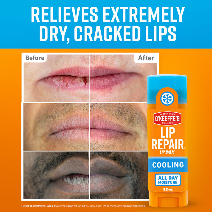 OKeeffes Lip Repair Lip Balm With Cooling Relief for Dry Cracked Lips Stick 4 Pack Moisturizer for Very Dry Lips