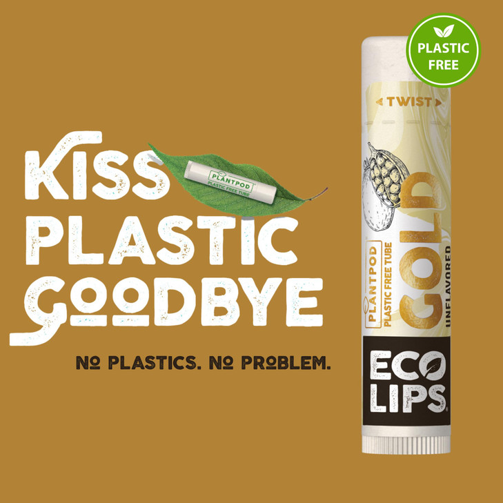 Eco Lips GOLD Organic Lip Balm with Baobab Oil 6Pack USDA Organic Moisturizing Lip Care for Dry Chapped Lips 100 Plastic