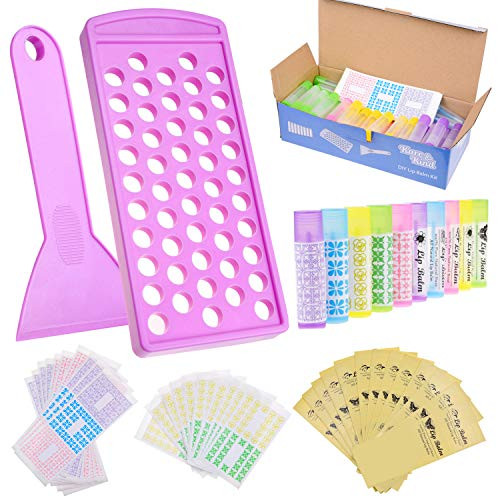 Kare Kind Lip Balm Crafting Kit Filling Tray and Spatula 50 Empty Tubes with Caps 10x5 Colors 316 Oz 55 ml 50 Writeable