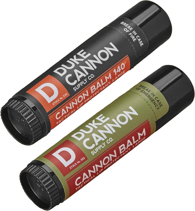 Duke Cannon Cannon Lip Balm 140 Tactical Lip Protectant Bundle SPF 30 SPF 15 Blood Orange Mint Fresh Mint Flavors 2 Pack