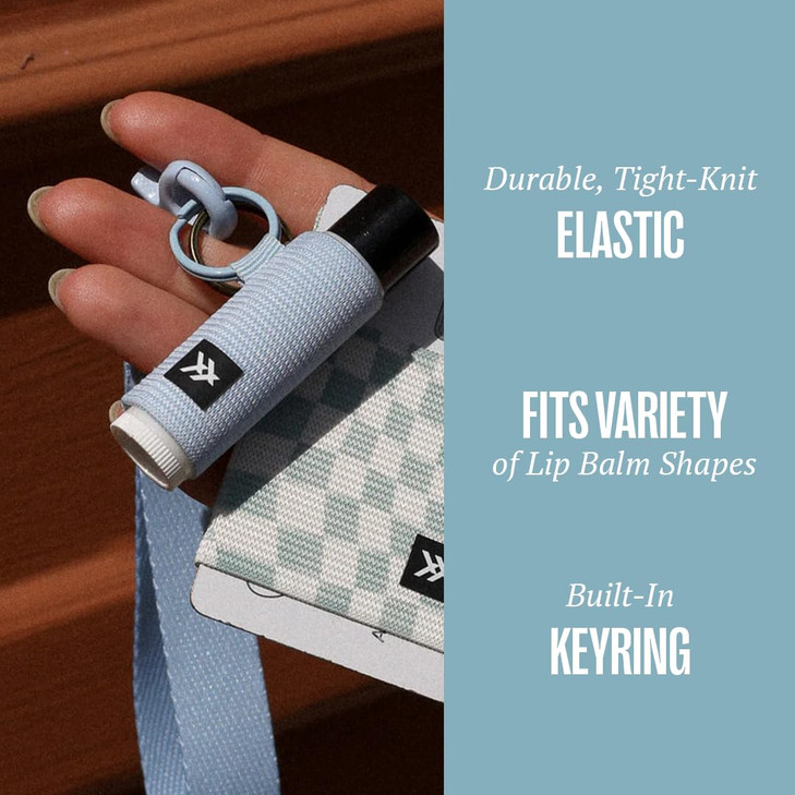 Thread Wallets Elastic Lip Balm and Gloss Holder Keychain Black