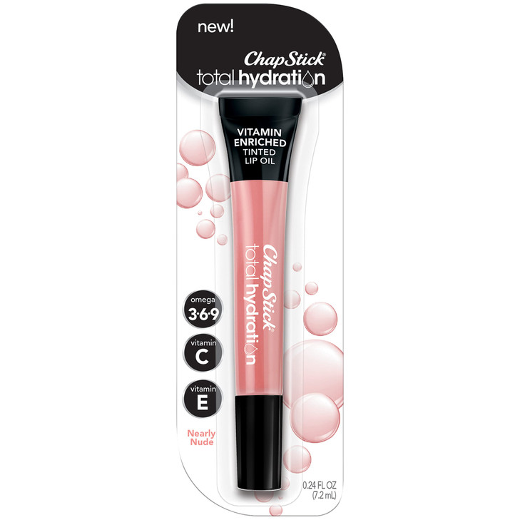 ChapStick Total Hydration Vitamin Enriched Tinted Lip Oil Nearly Nude 1 Tube Vitamin C Vitamin E Contains Omega 3 6 9 02